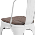 Flash Furniture Metal Stackable Chair with Wood Seat - White-White Powder Coated Frame Finish
