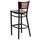 Flash Furniture HERCULES Series Black Slat Back Metal Restaurant Barstool - Mahogany Wood Back & Seat-Mahogany Finished Wood Seat