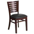 Flash Furniture Darby Series Slat Back Walnut Wood Restaurant Chair - Black Vinyl Seat-800 lb. Weight Capacity