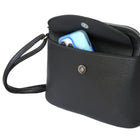 Nicci Crossbody with Front Flap - Black-Silver tone hardware