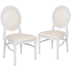Flash Furniture HERCULES Series King Louis Chairs with White Vinyl Back & Seat & White Frame - 2 Pack-Vinyl Padded Rounded Back