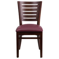 Flash Furniture Darby Series Slat Back Walnut Wood Restaurant Chair - Burgundy Vinyl Seat-Wood Dining Chair