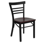 Flash Furniture HERCULES Series Black Three-Slat Ladder Back Metal Restaurant Chair - Mahogany Wood Seat-500 lb. Weight Capacity