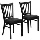 Flash Furniture HERCULES Series Black Vertical Back Metal Restaurant Chair - Black Vinyl Seat - 2 Pack-Vertical Back Design