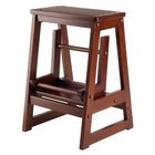 Winsome Double Step Stool, Antique Walnut-The lower step piece stores up when not in use