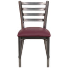 Flash Furniture HERCULES Series Clear Coated Ladder Back Metal Restaurant Chair - Burgundy Vinyl Seat - 2 Pack-Set of 2 Metal Dining Chairs