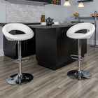 Flash Furniture Contemporary White Vinyl Rounded Back Adjustable Height Barstool with Chrome Base, 2 Pack-Footrest Ring