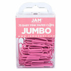JAM Paper Colored Jumbo 2" Paper Clips - Pink - 3 Packs of 75-Color: Pink