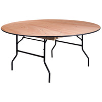 Flash Furniture 5.5' Round Wood Folding Banquet Table with Clear Coated Finished Top-Ready To Use Banquet Table