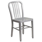 30'' Round Silver Metal Indoor-Outdoor Table Set with 4 Vertical Slat Back Chairs [CH-51090TH-4-18VRT-SIL-GG]-4