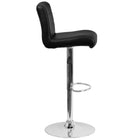 Flash Furniture Contemporary Black Vinyl Adjustable Height Barstool with Rolled Seat & Chrome Base-Black Vinyl Upholstery