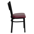 Flash Furniture HERCULES Series Black Grid Back Metal Restaurant Chair - Burgundy Vinyl Seat - 2 Pack-Burgundy Vinyl Upholstered Seat
