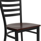 Flash Furniture HERCULES Series Black Ladder Back Metal Restaurant Chair - Mahogany Wood Seat-Welded Joint Assembly