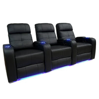 Valencia Verona Top Grain Leather Home Theatre Power Recliner, 3-Seats, Black (3-BLK-P-R)-Wrapped in Premium Top Grain 9000 Leather, extremely supple and ultra durable, for the ultimate experience in luxury