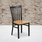Flash Furniture HERCULES Series Black School House Back Metal Restaurant Chair - Natural Wood Seat-.625" Thick Plywood Seat