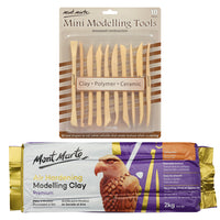 Mont Marte Air Hardening 2kg Modelling Clay with Mini Modelling Tool Set - Terracotta-Fine, even textured clay