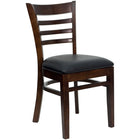 Flash Furniture HERCULES Series Ladder Back Walnut Wood Restaurant Chair - Black Vinyl Seat-800 lb. Weight Capacity
