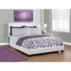 Monarch Specialties 5911Q Queen Size Bed - White Leather-Look-Upholstered headboard, side and end rail in leather look material