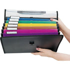 Pendaflex Hanging Organizer with Case - Letter Size - Black with Bright Colors-6 Bright colorful file pockets with indexing tabs and labels