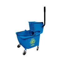 Globe Commercial Products Sidepress Bucket and Wringer - 35 Qt - Blue-Smooth surface for easy cleaning