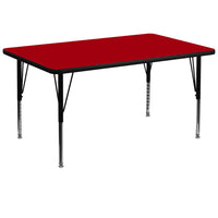 Flash Furniture 36''W x 72''L Rectangle Activity Table with Thermal Fused Top and Height Adjustable Pre-School Legs, Red-Red Laminate