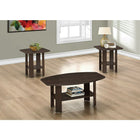 Monarch Specialties 7924P Table Set - 3Pcs Set/Espresso-Coffee Table : 16 x 36 x 22 End Table : 20 x 20 x 20