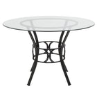 Flash Furniture Carlisle 45" Round Glass Dining Table with Black Metal Frame-Contemporary Style
