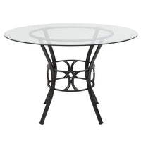 Flash Furniture Carlisle 45" Round Glass Dining Table with Black Metal Frame-Contemporary Style
