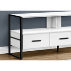 Monarch Specialties 2615 Tv Stand - 48"L/White/Black Metal-Three easy metal glide drawers for additional storage with bold and sleek black satin metal framing provides strong stability