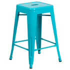 Flash Furniture 24" High Backless Crystal Teal-Blue Indoor-Outdoor Counter Height Stool-Stackable Industrial Style Modern Stool