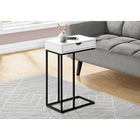 Monarch Specialties 3770 Accent Table - 25"H/White/Black Metal-1 pass-through storage drawer for storing remotes and other small items features wide cut-out handles on both sides for convenient access