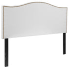 Flash Furniture Lexington Upholstered Full Size Headboard with Accent Nail Trim - White Fabric-Panel Headboard with Arched Top