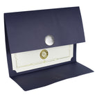 St. James Document/Certificate Holders - Silver Award Seal with Blue Ribbon - Navy Blue - 5 Pack-Easy to insert any letter size (8-1/2" x 11") documents into the die-cut corner slots