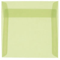 JAM Paper Square Translucent Vellum Envelopes - 6" x 6" - Leaf Green - 25 Pack -Colour: Leaf Green Translucent
