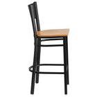 Flash Furniture HERCULES Series Black Grid Back Metal Restaurant Barstool - Natural Wood Seat-Grid Back Design