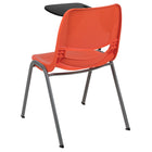 Flash Furniture Ergonomic Shell Chair with Right Handed Flip-Up Tablet Arm - Orange - 5 Pack-880 lb. Weight Capacity