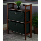 Winsome Wood Torino 3-Piece Set Folding Bookcase with Fabric Basket, Brown/Black (94395)-Includes 3 Shelves