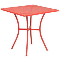 Flash Furniture 28" Square Coral Indoor-Outdoor Steel Patio Table-Patio Table