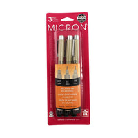 Sakura Pigma Micron Design Pens - Black - Assorted Colours -Set of 3-Contains 3 fine line pens