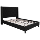 Flash Furniture Riverdale Full Size Tufted Upholstered Platform Bed - Black Fabric-Panel Headboard