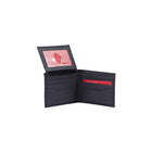 Champs Black Label Leather RFID Flip-up Passcase Wallet, Navy-2 slot pockets