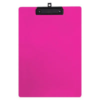 Geo Plastic Clipboard, Legal, 9" x 15", Pink, 12 Pack-Clipboard made of strong plastic with retractable hook.