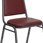 Flash Furniture HERCULES Series Trapezoidal Back Stacking Banquet Chairs with Burgundy Vinyl & Silver Vein Frame - 4 Pack-Burgundy Vinyl Upholstery