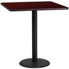 Flash Furniture 42'' Square Laminate Table Top, Mahogany with 24'' Round Bar-Height Table Base (XUMA4242TR24B)-Bar Height Hospitality Table