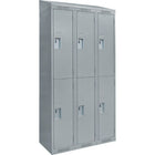 Anthony Steel Clean Line Assembled 2-Tier Steel Lockers - Bank of 3 - 36" W x 18" D x 78" H - Grey-Number of Tiers - 2