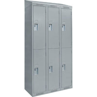 Anthony Steel Clean Line Assembled 2-Tier Steel Lockers - Bank of 3 - 36" W x 18" D x 78" H - Grey-Number of Tiers - 2