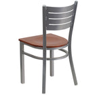 Flash Furniture HERCULES Series Silver Slat Back Metal Restaurant Chair - Cherry Wood Seat-Cherry Finished Wood Seat