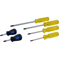 Gray Tools 6 Piece Phillips Screwdriver Set, Stubby No.1 & No.2, No.1-No.4-Contains: Phillips® Stubby #. 1 (1-1/2" Blade Length)& 2 (1-1/2" Blade Length) and Phillips® #1 (3-1/4" Blade Length), #2 (1-1/2" Blade Length), #2 (4" Blade Length), #3 (6" Blade Length), and #4 (8" Blade Length).