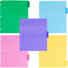 JAM Paper Plastic Index 5-Tab Dividers - 9 3/4" x 11 1/2" - Assorted - 6 Sets/Pack - 5 Tabs/Set-Size: 9.75 x 11.5 inches