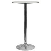 Flash Furniture 23.5" Round Glass Table with 35.5"H Chrome Base-Cocktail Table